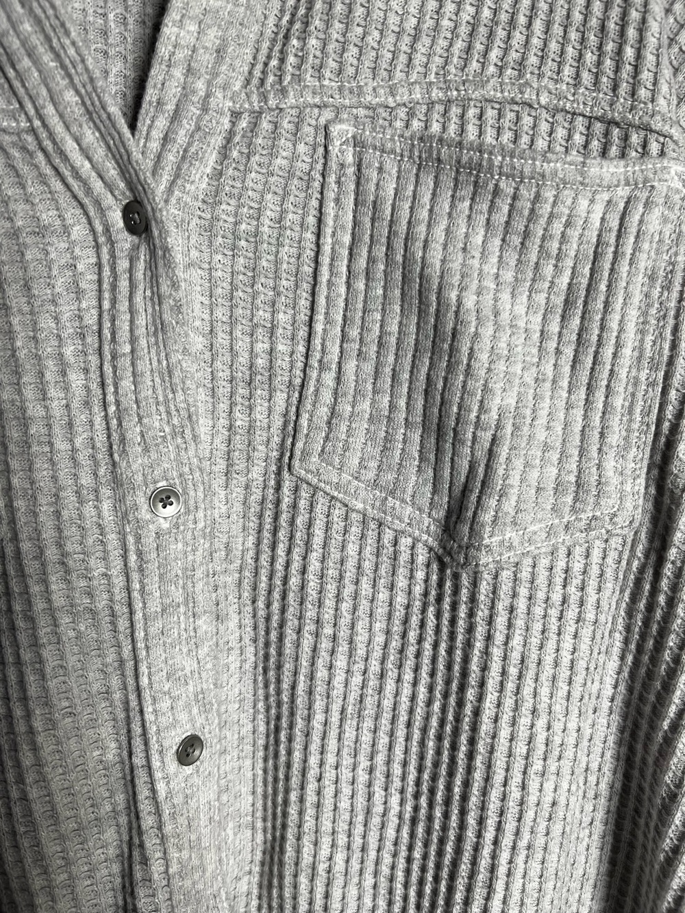 Aerie American Eagle Gray Waffle Knit Sweatshirt Button Down Long Sleeve Medium - Picture 3 of 6